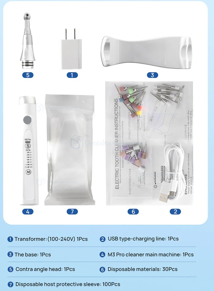 M3Pro Piezas de Mano para Profilaxis Dental con Rotaci&oacute;n de 360&deg; y 5 Velocidades